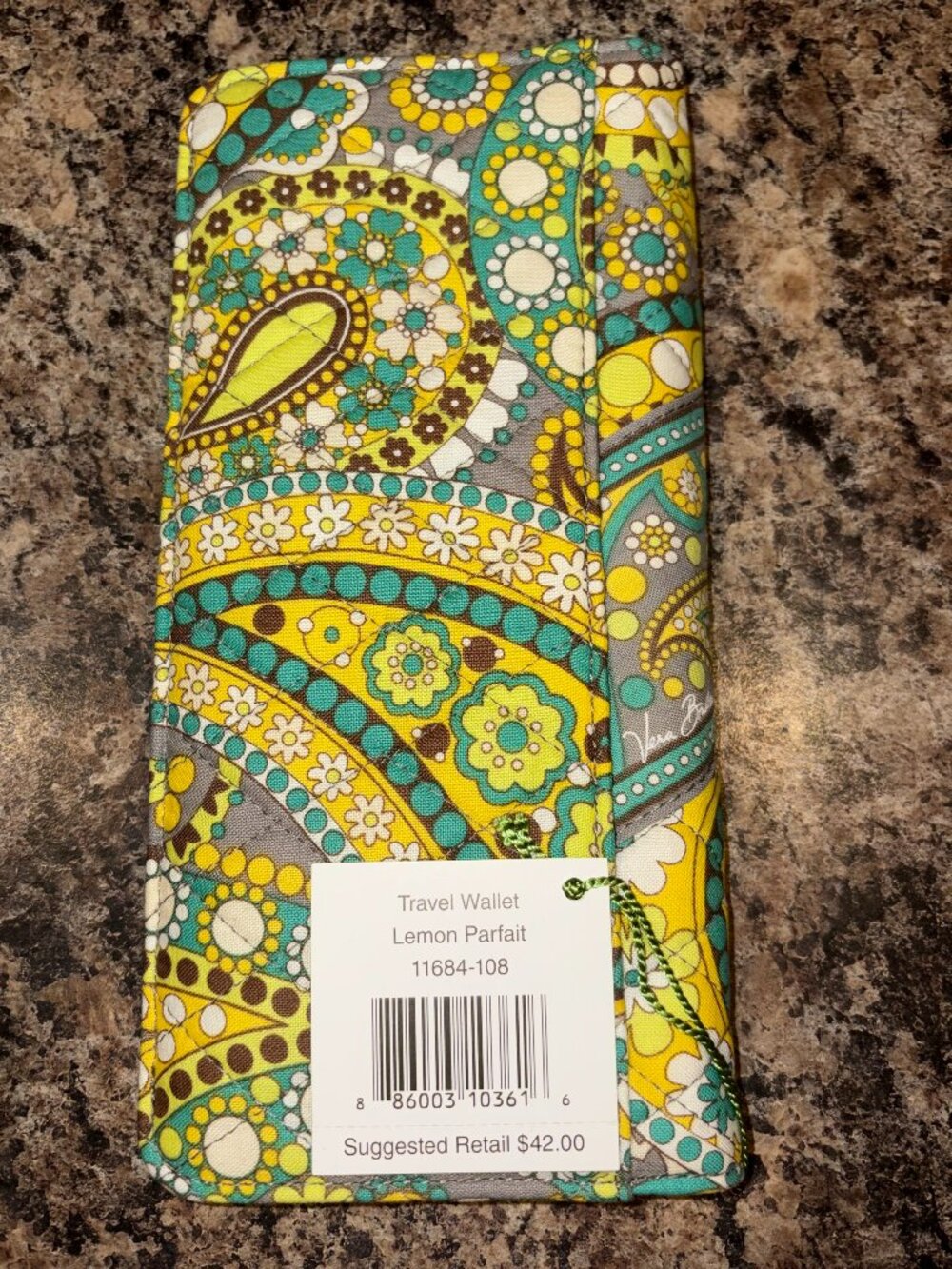 Vera Bradley Travel Wallet in Lemon Parfait
